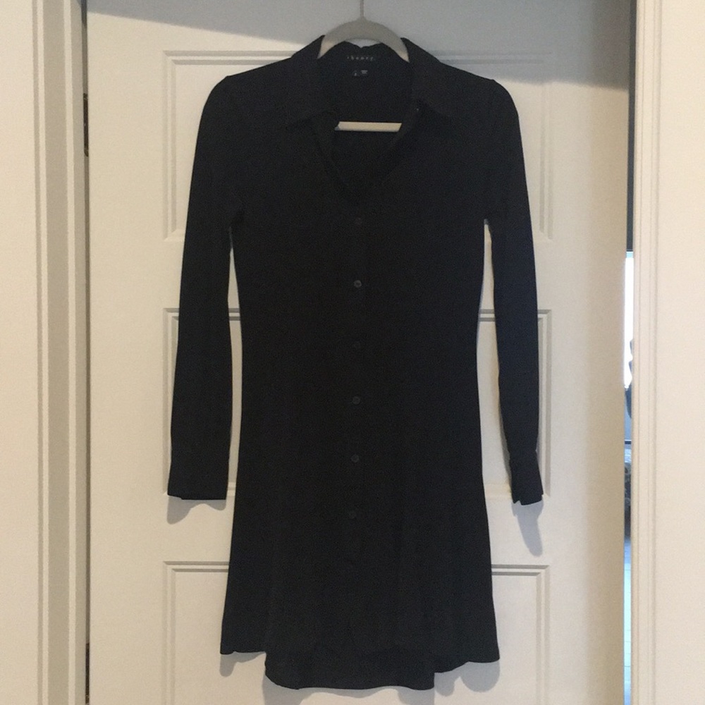 Theory black button down shirt dress